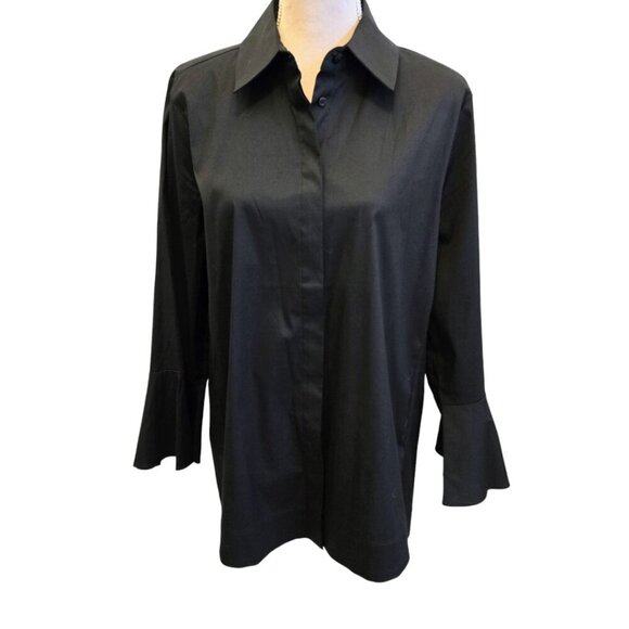 Chico's Black Label Poplin Tunic, Size 12, Black, NWT - Picture 1 of 10